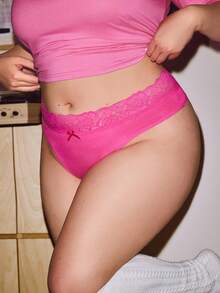 Lowkey Lull 3pcs/Pack Plus Size Comfortable Lace Design Thong Sexy Panties