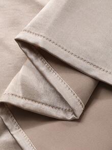 DAZY Elegantes, charmantes einfarbiges Satin-V-Ausschnitt Damen Nachthemd, Winter - Khaki - Übersicht 9