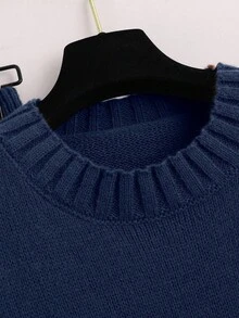 Franclia Women's Solid Color Round Neck Drop Shoulder Long Sleeve Sweater And Wide Leg Pants Casual Suit, Autumn/Winter