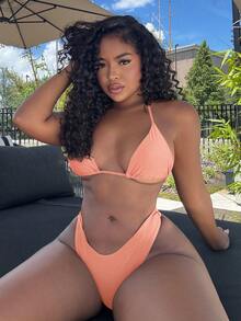 Alexandranx 女士沙滩装，简约时尚休闲日常泳装 - 珊瑚粉 - 查看 4