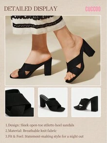 CUCCOO BASICS Giày sandal cao gót thời trang màu đen mũi vuông, thiết kế đan chéo dành cho nữ, thích hợp cho Giáng sinh và Ngày Valentine. - màu đen - Xem 6