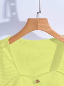 GlowEve Women's Fashionable Business Casual Solid Color T-Shirt - Light Yellow - View 4