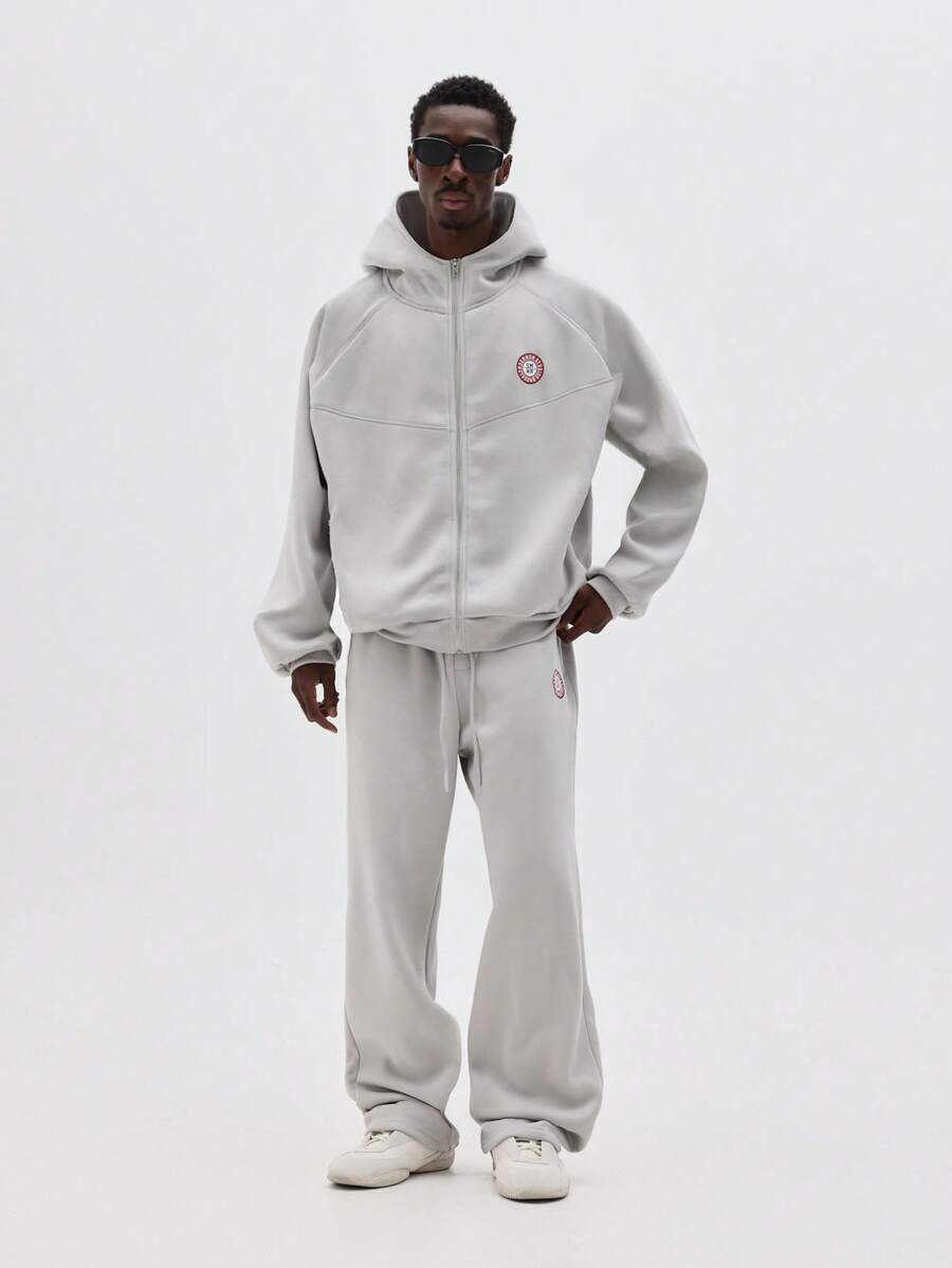 SUMWON Bộ đồ thể thao nỉ nỉ oversized cho nam mùa đông thường ngày - Xám - Xem 1