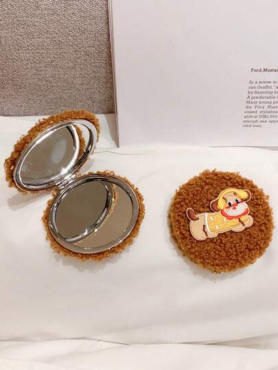 Goth 1pc Black Square Mirror With Random Positioning Star Print, Portable Handheld Makeup Mirror For Girls