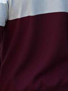 Manfinity Homme Plus Size Men's Colorblock Long Sleeve Sweater For Autumn & Winter - Burgundy - View 4