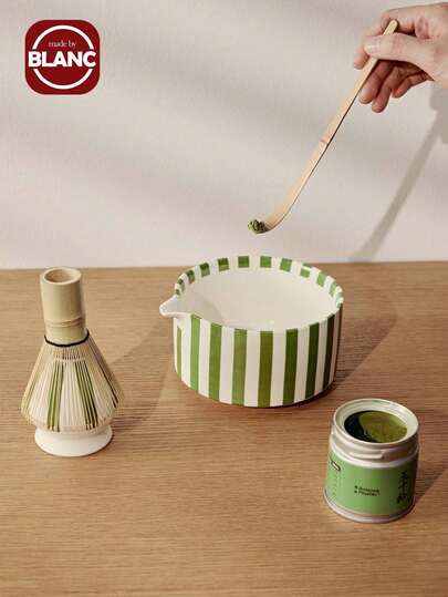 1 pezzo/2 pezzi/3 pezzi/4 pezzi Set da tè matcha giapponese a righe nere, include ciotola per matcha, frusta per matcha, tazza per matcha, mescolatore, cucchiaio per tè, set di ciotole per tè, strumenti per la preparazione del matcha, dessert e bevande, confezione regalo giapponese, set di frusta per matcha Songdai, regalo per gli amanti del matcha
