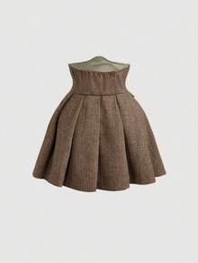 SHEIN MOD Ultra High Waisted Pleated Retro Plaid Skirt For Back To School Season, Back To School Clothing, Plaid Skirt, Women's Retro Clothing, Palace Skirt - Multicolor - View 2
