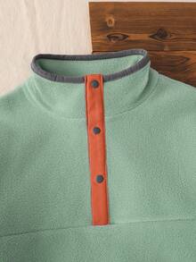 Genkimix Kids Toddler Boys' Textured Stand Collar Long Sleeve Half-Zip Button Sweatshirt, Playful Design