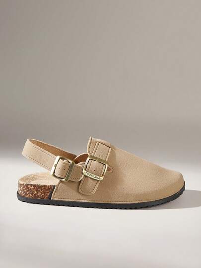 Solecia 纯色可调节搭扣带，新款时尚搭扣，加厚舒适软木鞋底，坡跟厚底凉鞋，百搭拖鞋，适合户外、通勤、休闲、日常穿着