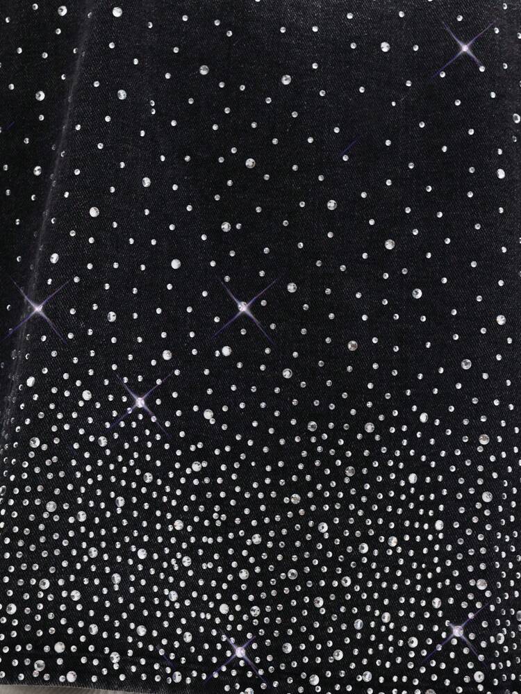 Crystal Studded Oversized Denim Jacket With Sparkle Details
