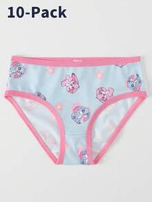 SHEIN 10 件/套年轻女孩可爱卡通动物印花三角内裤，彩色兔子图案，夏季 - 彩色 - 查看 6