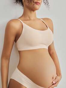 BloomMama Skin-Friendly, Comfortable, Minimalist Nursing Bra With Cups, Suitable For Pregnant Women, High Elasticity, Seamless Fit - Apricot - View 5