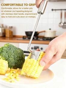 1Pc Stainless Steel Corn Cob Peeler With 6Pcs Stainless Steel Corn Holders, Multifunctional Vegetable Fruit Peeler, Creative Corn Peeler, Corn Fork BBQ Stainless Steel Corn Holders, Handheld Anti Scalding Corn Needle, Reusable Corn Cob Kernel Remover, Kitchen Gadget, Creative Kitchen Tools, Space Saving Design, Suitable For Hotels, Restaurants, Bulk Kitchenware And Tableware - Multicolor - View 6