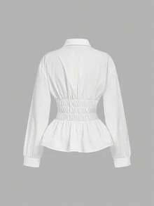 SHEIN MOD 女士休闲百搭白色腰衬衫 - 白色 - 查看 2