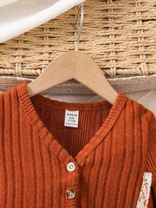 SHEIN Baby Girl Cute Casual Knit Cardigan Ditsy Floralnt Dress Set