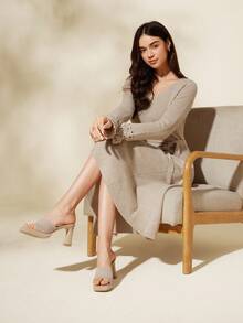 CUCCOO BASICS Woman Shoes Minimalist Square Toe Chunky Heeled Mule Beige Elegant Summer Heeled Sandals For Summer Graduation Heels Prom Heels Vacation Shoes Summer Back To School Shoes College Student Shoes Spring Shoes Spring Break Easter