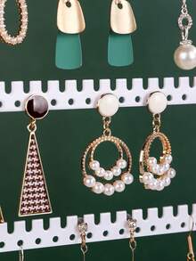 1pc Wooden Detachable Desk/Counter Earring Display Stand, Jewelry Necklace Organizer Holder Gifts For Women Sun Travel Cool Back To School - Multicolor - View 9