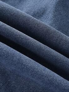 GlowEve 女式翻领长袖纽扣前开长牛仔连衣裙，时尚百搭街头服饰