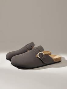 Solecia 女士时尚休闲毛绒搭扣平底鞋 - 深灰色 - 查看 2