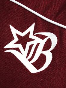 PAVTROS 男士秋季哥特字母印花撞色滚边拉链休闲夹克 Y2K 拉链男士街头风拉链短款拉链男士红色拉链运动夹克 - 紅色 - 查看 8