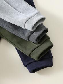 SHEIN Bộ 4 quần dài lưng thun màu trơn thường ngày cho bé trai/bé gái, mùa thu/đông - Nhiều màu - Xem 3