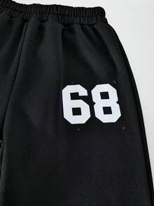 SHEIN ChillGRL 3件套女童休闲街头数字图案保暖内衬阔腿裤，秋冬 - 彩色 - 查看 4