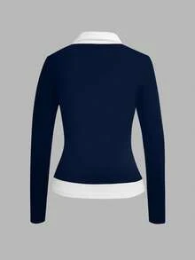 Rina Fox Women's Casual Colorblock Patchwork Blouse, Autumn