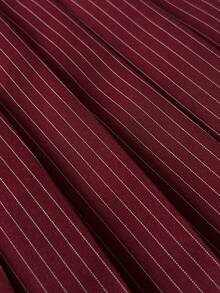 Elamini 1 pieza Falda plisada de línea A a rayas rojas con doble cintura, adecuada para uso diario, campus, casual - Rojo - Ver 4