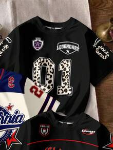 Bộ 3 áo thun cổ tròn tay ngắn in chữ và số F1 thể thao tối giản, giản dị, phong cách Hiphop, sang trọng dành cho bé gái tuổi teen, thích hợp mặc vào mùa hè - Nhiều màu - Xem 7