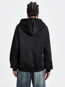 Aveloria GENKIRA Solid Color Studded Cross Loose Casual Women Sweatshirt - Black - View 2