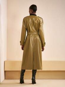 Zivah Áo khoác gió PU dáng rộng màu vàng mù tạt thanh lịch, đơn giản, sang trọng, thoải mái, mới thu đông 2025, thích hợp mặc đi làm, dự tiệc, tiệc về quê, Halloween, Giáng sinh, mặc thường ngày, đi làm, giáo viên, đi chơi, hẹn hò, khách dự tiệc cưới, sinh nhật, ăn trưa muộn cho phụ nữ, câu lạc bộ gợi cảm dành cho phụ nữ-A - Màu Mù tạt vàng - Xem 2