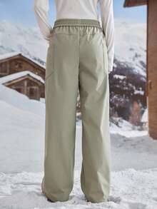 SHEIN In My Nature 女士休闲弹力腰带拼接口袋宽松阔腿徒步裤