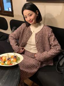 DAZY Women's Elegant Commuter Chic Jacket And Skirt 2 Pieces Set