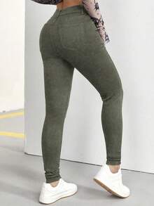 SHEIN Tall High Waist Pockets Skinny Casual Versatile Jeans