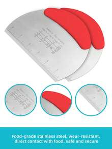 1pc Stainless Steel Half Circle Dough Scraper With Scale And Flat Edge For Cutting Dough, Frosting And Baking - Black - View 5