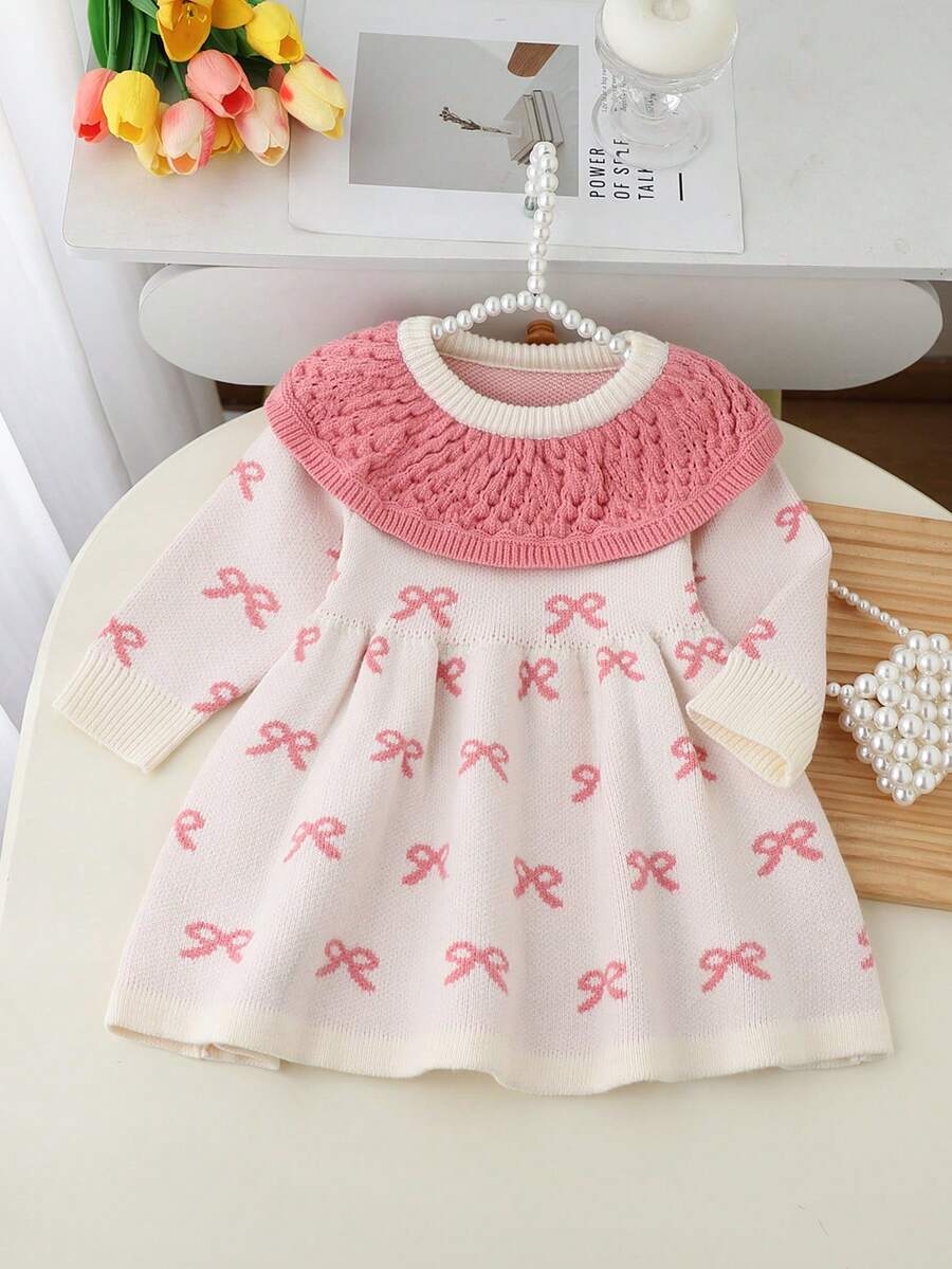 SHEIN Baby Mädchen Schmetterling Muster Langarm Süßes Gestricktes Kleid, Herbst/Winter Gestrickte Baby Mädchen Kleidung Baby Mädchen Kleidung Frühling Herbst Baby Mädchen Kleidung Stehkragen Baby Winter Kleid Baby Mädchen Langarm Kleid Winter Kleider Baby Mädchen Kleidung Frühling Herbst Baby Pullover Kleid Baby Winter Kleid Baby Mädchen Kleid Baby Mädchen Langarm Kleid Baby Set Herbst Winter