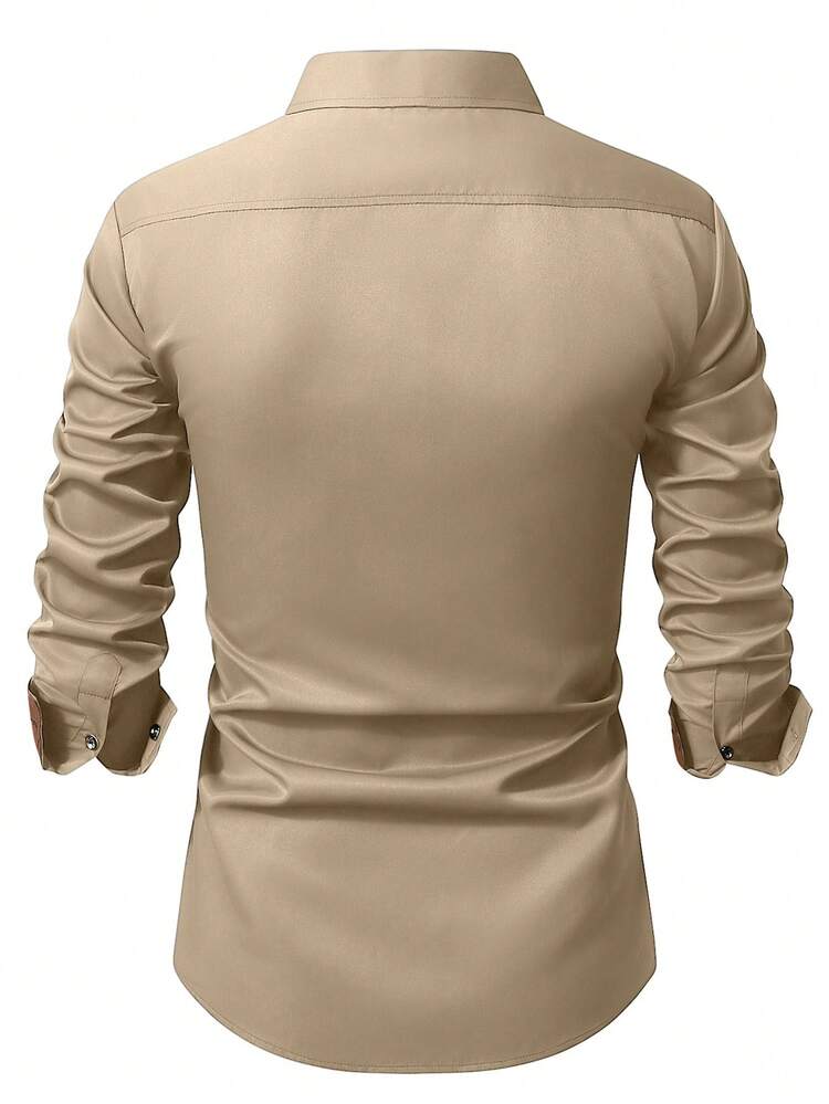 beige color dress shirt Men's Basic Solid Color Button Up Dress Shirt (Beige), Beige / X-Large/17-17.5 Neck/34-35 Sleeve