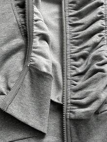 Sunspun Cárdigan gris de punto fruncido de talla grande para mujer - Gris - Ver 8