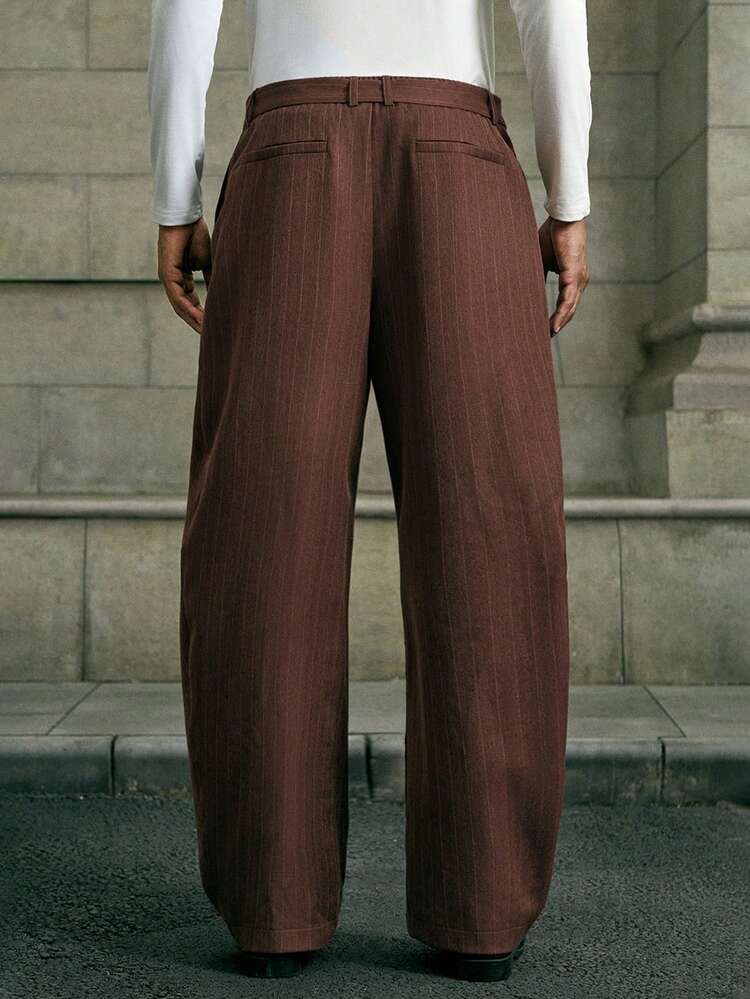 Men's Striped Pleated Pocket Loose Tapered Casual Pants Men Wide Leg Pants Men's Katseye Men's Pleated Suit Pants Men Church Pants Brown Dress Pants Pinstripe Pants Men