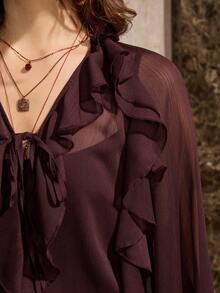 Wildy Women's Casual Country Style Ruffle Trim Long Sleeve Shirt, Basic Everyday Wear For Autumn/Winter Thanksgiving