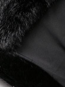 DAZY Áo khoác lông nhân tạo dáng rộng cho nữ, dài vừa phải, thiết kế mới cho mùa thu/đông - màu đen - Xem 8