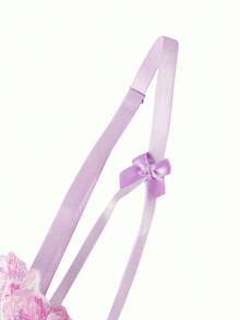 Bonmuse 2件組女款紫色花卉刺繡網紗蕾絲內衣套裝，時尚透視綁帶設計情趣睡衣內褲，情人節超薄胸罩，適合夏季 - 紫色 - 查看 8