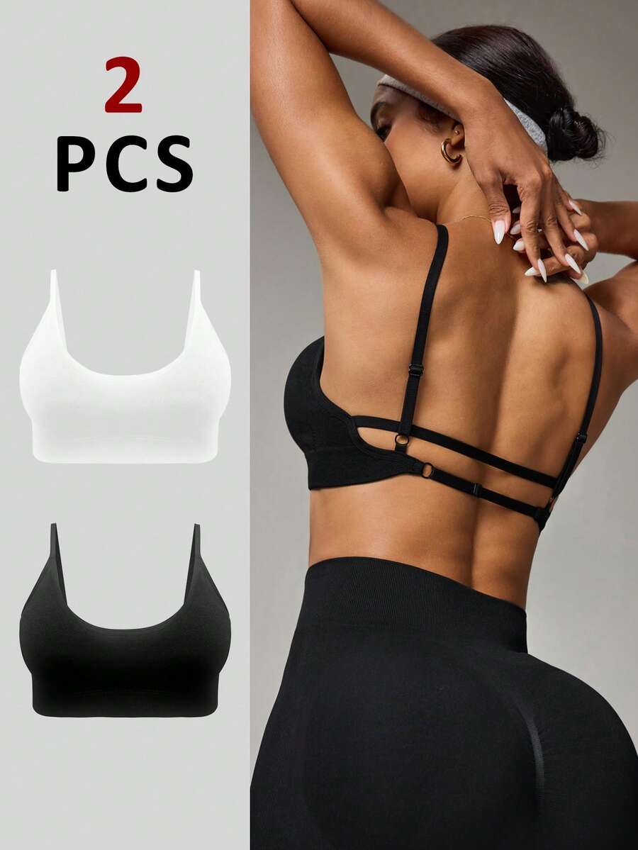 Easithlete 女士无缝黑色运动胸罩 - 彩色 - 查看 1