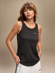 Hanevo 休闲百搭字母印花运动背心 - 黑色 - 查看 1