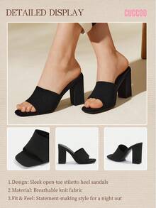 CUCCOO BASICS CUCCOO Minimalist Commuter Versatile Open Toe Mule High Heel Sandals For Christmas Spring Shoes - Black - View 10