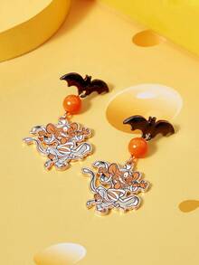 TOM & JERRY X SHEIN 1 Pair Fashionable Women's Cartoon Element Zinc Alloy Casual Halloween Earrings - Orange - View 2