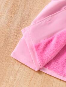 SHEIN Elladie kids Kleine Mädchen Khaki Thermofutter Kapuzen Doppelreiher Modischer Mantel, geeignet für den Alltag-Outfit - Pink - Übersicht 8