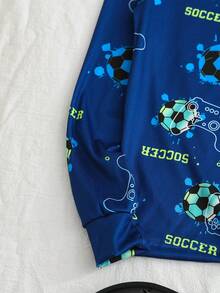 Tween Boy Black Base Minimalist Blue Print Long SleeveSnug Fitt Loungewear Set Gamer Boys Jogger Sets Glow In The Dark Pajamas - Multicolor - View 4