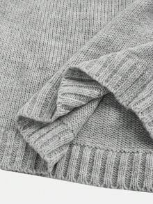 Girlism Tween Girls Knit Off-Shoulder Flared Sleeve Cropped Sweater In Almond White, Elegant Teenage Knitwear Suitable For Fall/Winter, Christmas, Party - Grey - View 5