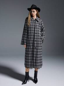 MYSTAURA Mantel Trench Wanita dengan Desain Chic & Stylish yang Dapat Dibalik - Hitam - View 7